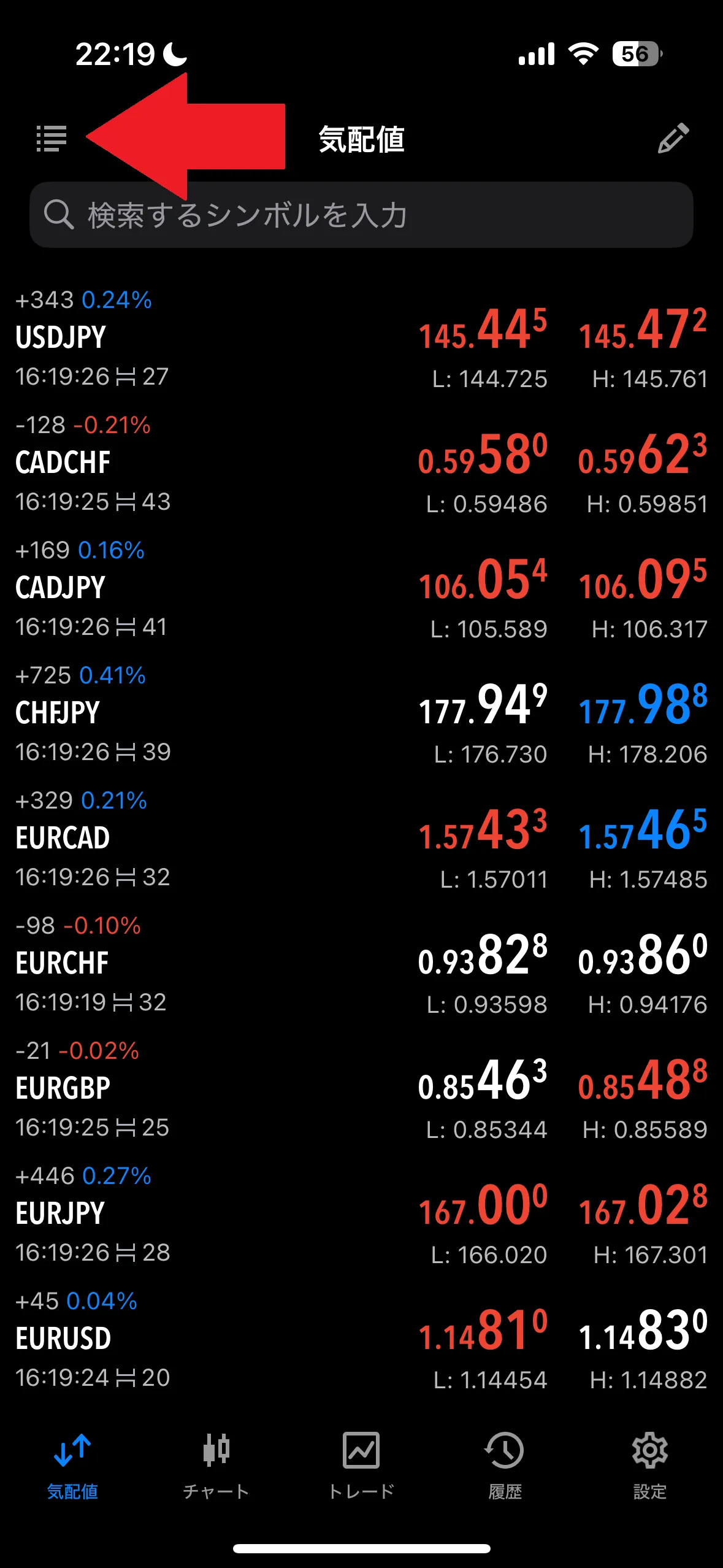 XMTradingのリアルタイムスプレッドの確認方法・見方4