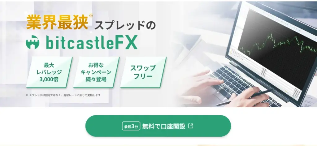最低入金額が低いおすすめの海外FX業者ランキング5位はbitcastle